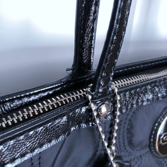 COACH Black Quilted Signature Stitch Nylon Tote - Picture 9 of 10